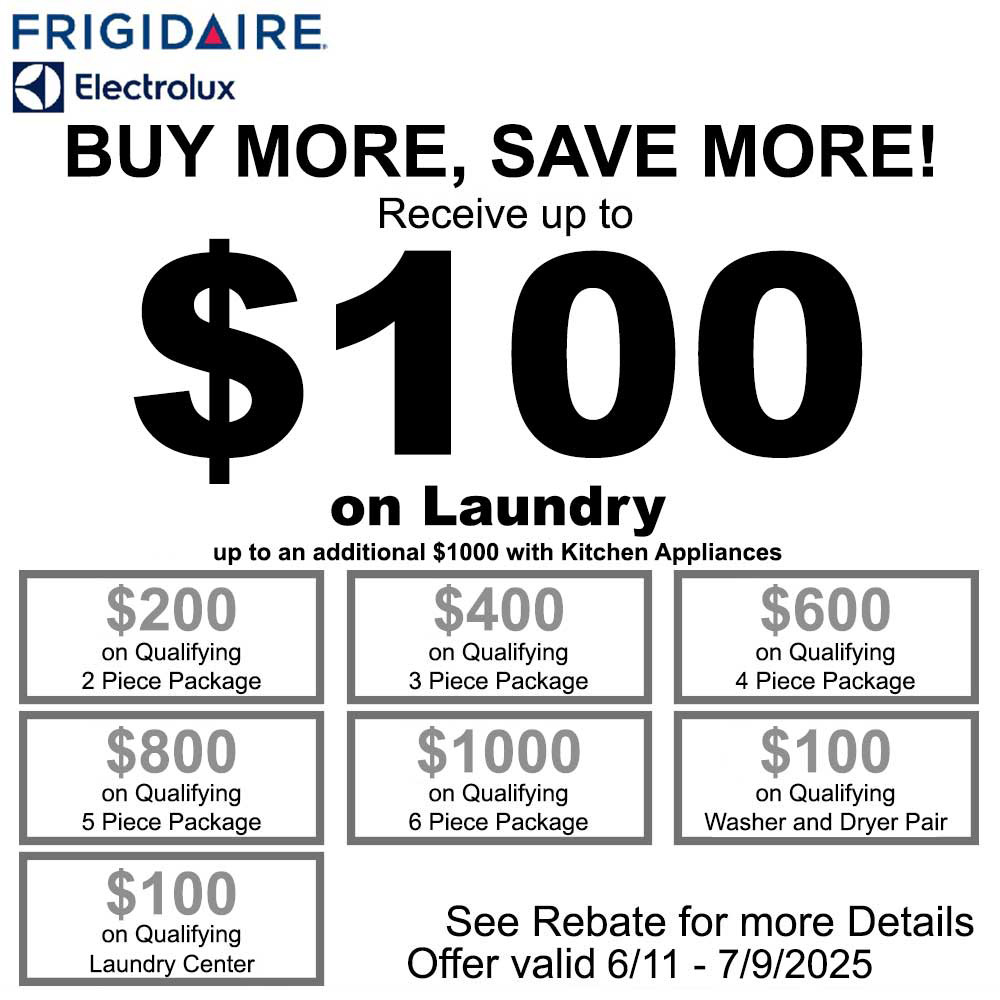 Frigidaire and Electrolux NECO Buy More Save More June 2025 Laundry