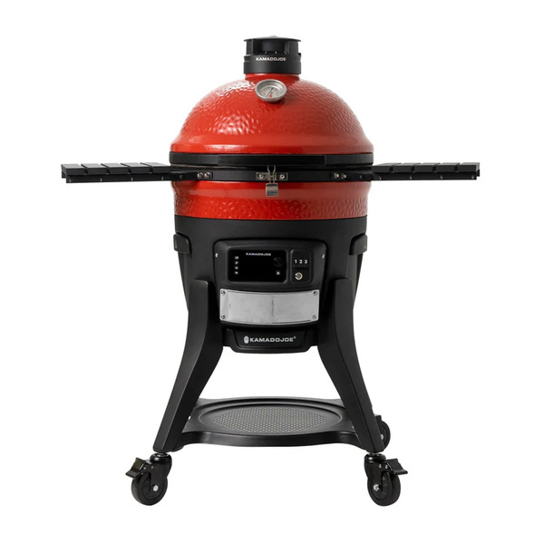 Kamado Joe KJ15041123 18 inch Smart Konnected Joe Digital Charcoal Grill and Smoker with 250 sq. in Cooking Space, WiFi, Cart with Locking Wheels, in Red