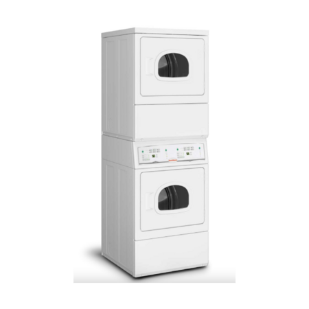 Speed Queen LSEE5AGS173TW01 27 inch Light Commercial Stacked Electric Dryer/Dryer with 14 cu. ft. Total Capacity, Non-Vended