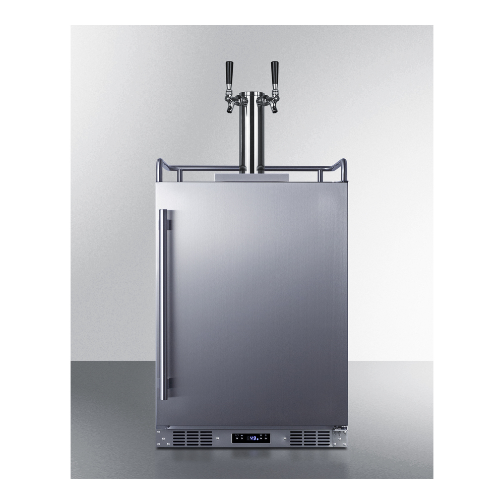 Summit SBC683OSTWIN 24 inch Built-In Outdoor Beer Kegerator with Tap System, 5.6 cu. ft. Capacity, Digital Thermostat, Tap Cool System and Automatic Defrost in Stainless Steel (Dual)