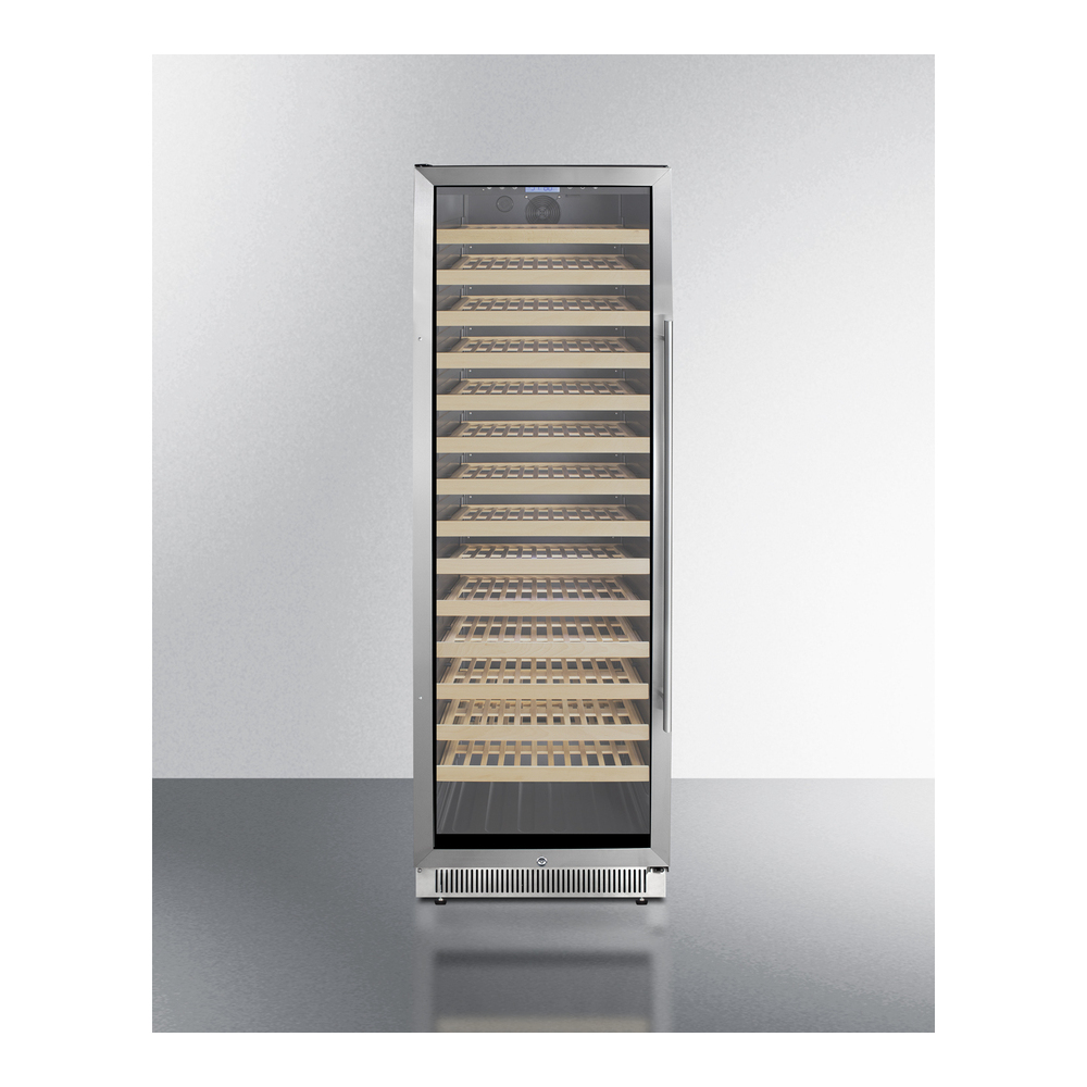 Summit SWC1926BLHD 24 inch Full Size Single Zone Wine Cooler with 165 Bottle Capacity, Lock, Glass Door, Stainless Steel Trim (Left Hinge)