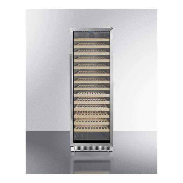 Summit SWC1926B 24 inch Full Size Single Zone Wine Cooler with 165 Bottle Capacity, Lock, Glass Door, Stainless Steel Trim (Right Hinge)