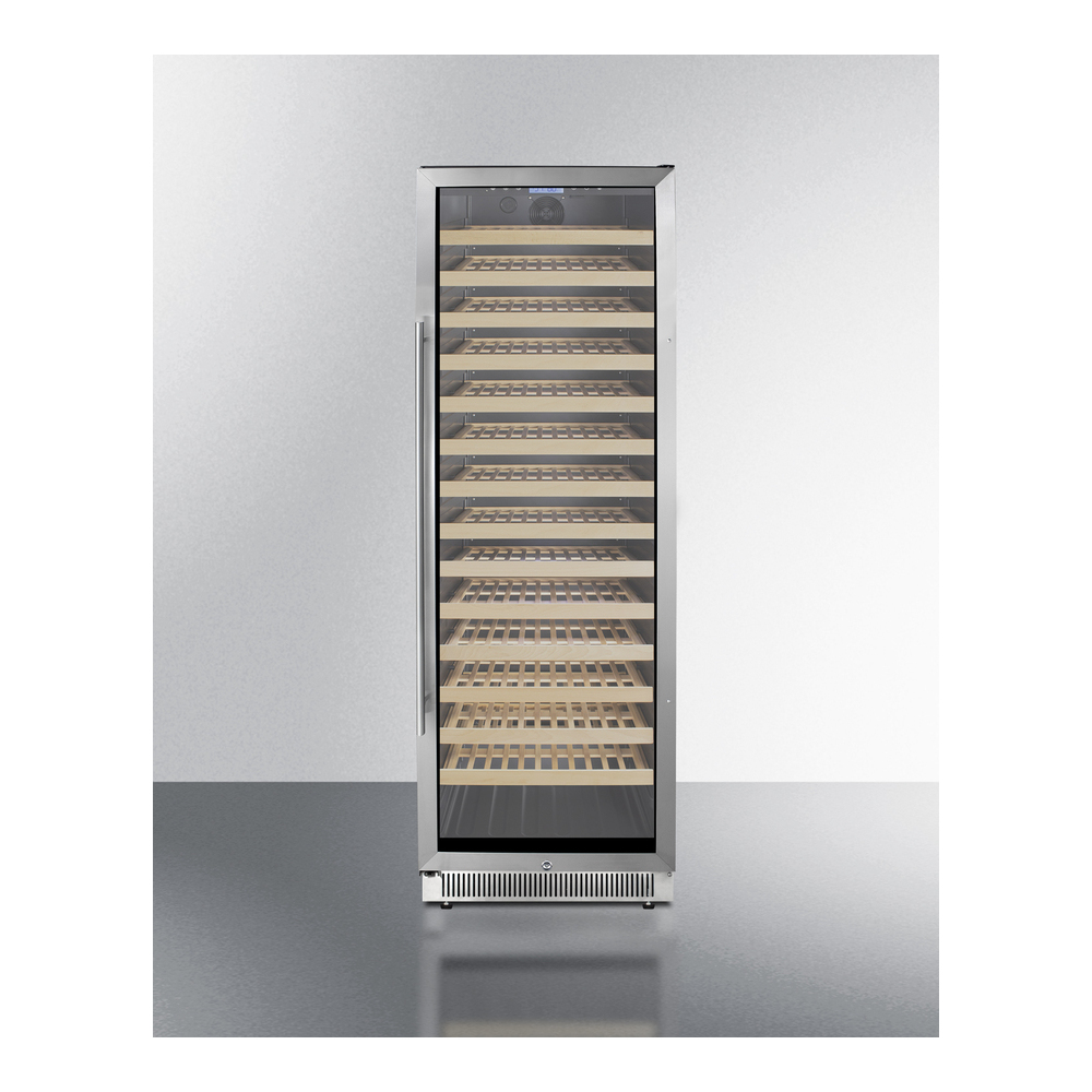 Summit SWC1926B 24 inch Full Size Single Zone Wine Cooler with 165 Bottle Capacity, Lock, Glass Door, Stainless Steel Trim (Right Hinge)