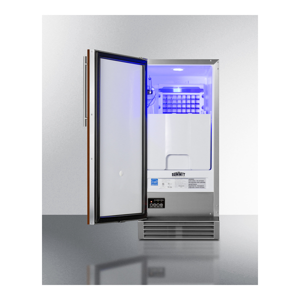 Summit BIM44GCSSIFADA 15 inch Clear Ice Maker with up to 50 lb Daily Production, 25 lb Storage, Internal Pump, ADA Compliant, Energy Star, Panel Ready