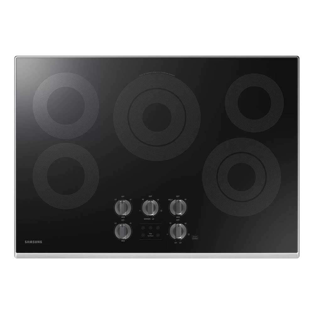 Samsung NZ30K6330RS 30 inch Smart Electric Cooktop with 5 Elements, Rapid Boil, Illuminated Knobs and Wifi, in Stainless Steel