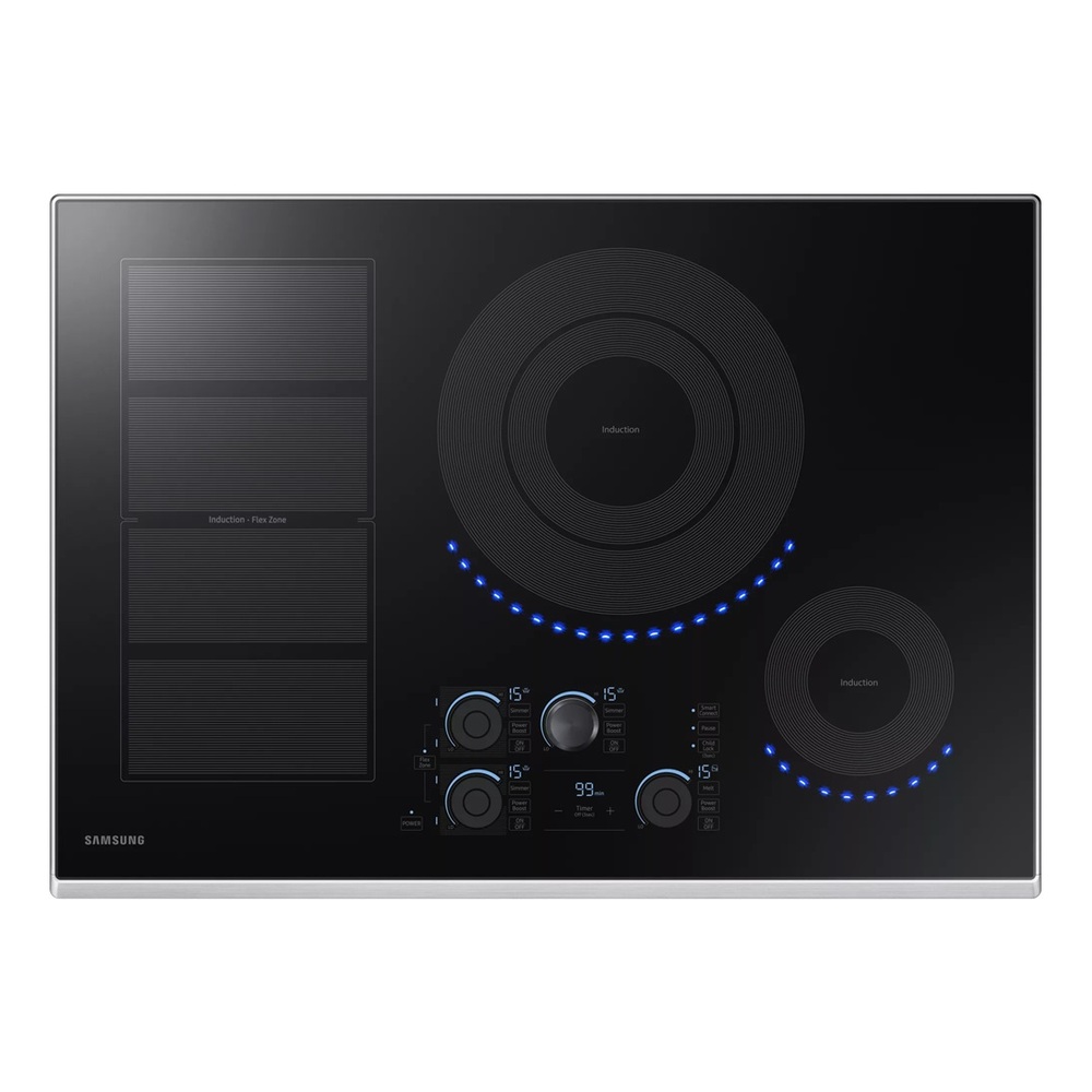 Samsung NZ30K7880US 30 inch Smart Induction Cooktop with Induction Flex Zone, Virtual Flame, Wifi, Magnetic Knob and Tap Touch Control, in Stainless Steel