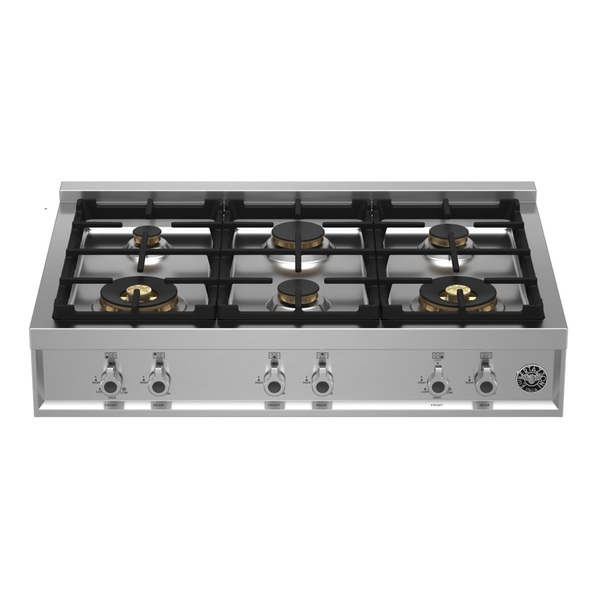 Bertazzoni PROF366RTBXT 36 inch Professional Series Gas Rangetop with 6 Sealed Brass Burners, and Cast Iron Grates in Stainless Steel (Natural Gas)
