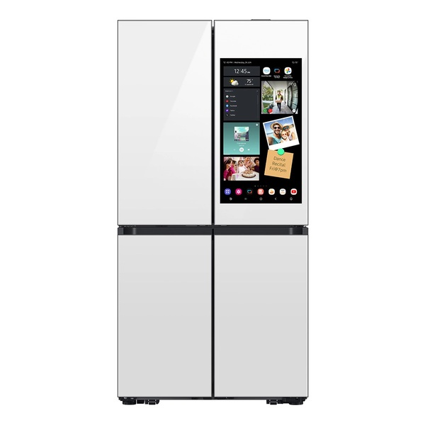 Samsung RF23DB990012 36 inch Bespoke Counter Depth 4-Door Flex Refrigerator with 22.5 cu. ft. Total Capacity, AI Family Hub+, AI Vision Inside, FlexZone and Beverage Center (White Glass)