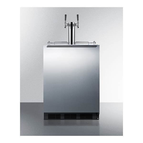 Summit SBC58BLBIADA 24 inch Built-In Kegerator with 5.5 cu. ft. Capacity, Dual Tap System, ADA Compliant, in Stainless Steel (Right Hinge)