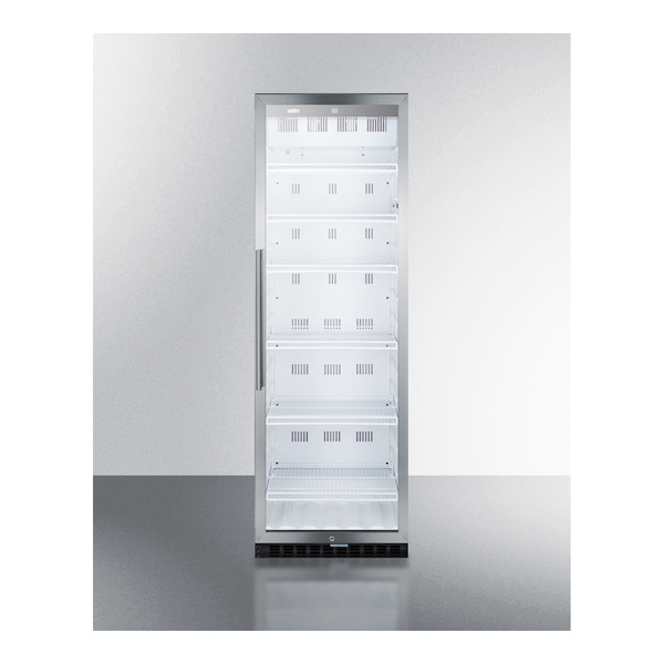 Summit SCR1400W 24 inch Full Size Beverage Center with 12.6 cu. ft. Capacity, Recessed LED Lighting, Lock, Professional Handle, in Stainless Steel (Right Hinge)