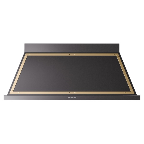 ILVE UANB60BKG Nostalgie II Noblesse 60 inch Range Hood (Glossy Black, Brass)