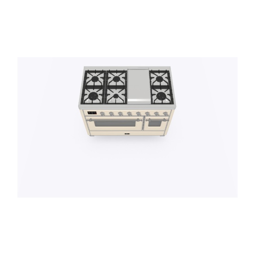 ILVE_UM12FDNS3AWCLP_Majestic_II_48"_Dual_Fuel_Range_Top_Angle
