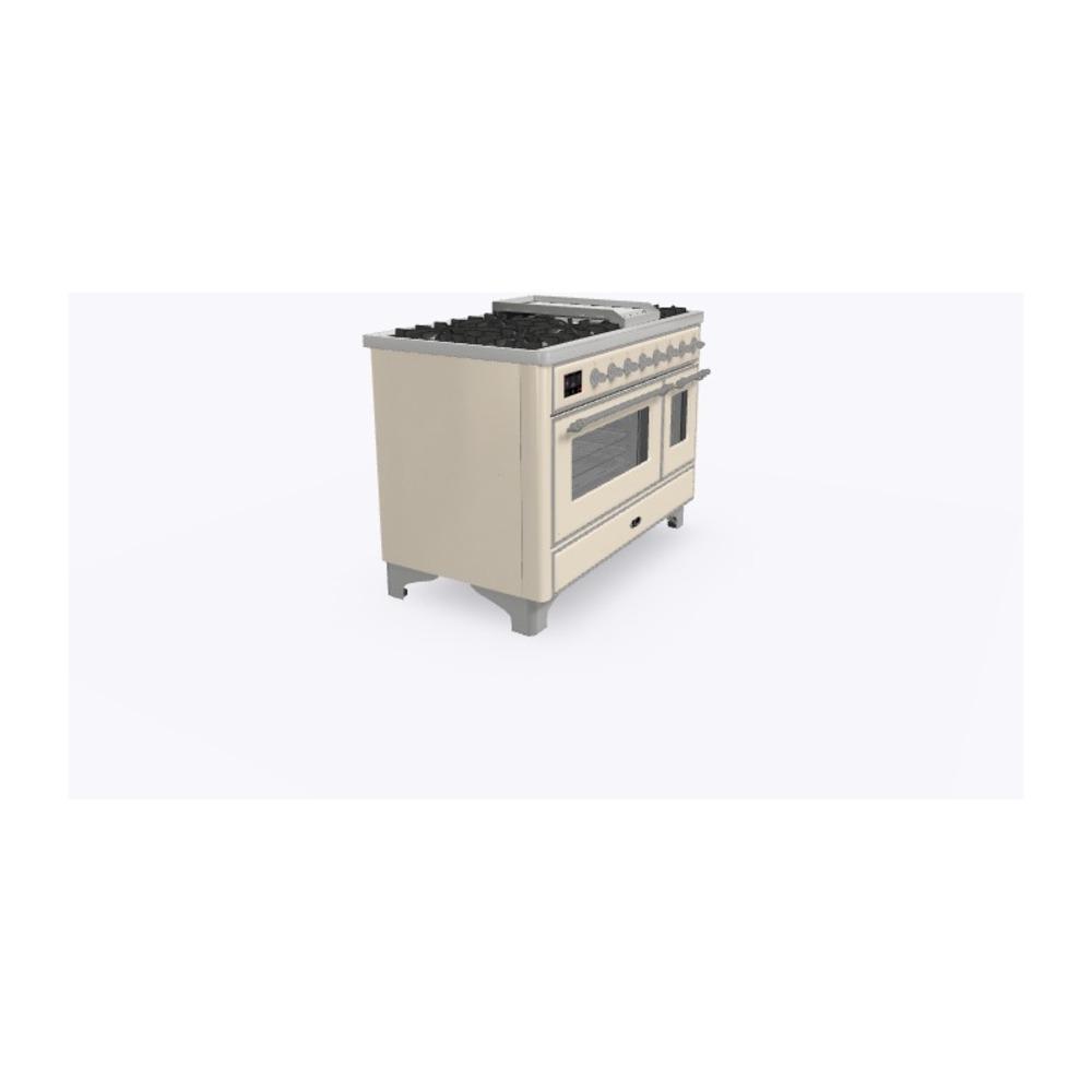 ILVE_UM12FDNS3AWCLP_Majestic_II_48"_Dual_Fuel_Range_Left_Angle