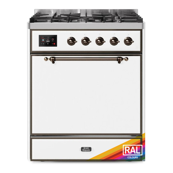 ILVE UM30DQNE3RABLP Majestic II 30 inch Dual Fuel Range with 5 Burners (Liquid Propane, Solid Door, RAL, Burnished)