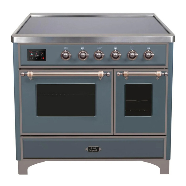 ILVE UMDI10NS3BGB Majestic II 40 inch Induction Range with 6 Elements, Booster Function, Bridge Control, Residual Heat Indicator (Triple Glass Door, Blue Grey, Burnished)