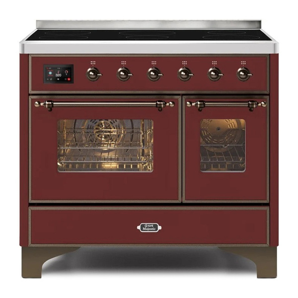 ILVE UMDI10NS3BUB Majestic II 40 inch Induction Range with 6 Elements, Booster Function, Bridge Control, Residual Heat Indicator (Triple Glass Door, Burgundy, Burnished)