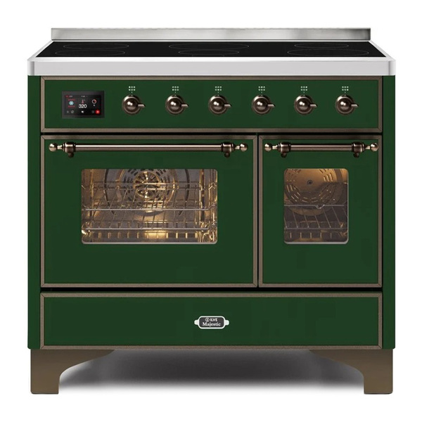 ILVE UMDI10NS3EGB Majestic II 40 inch Induction Range with 6 Elements, Booster Function, Bridge Control, Residual Heat Indicator (Triple Glass Door, Emerald Green, Burnished)