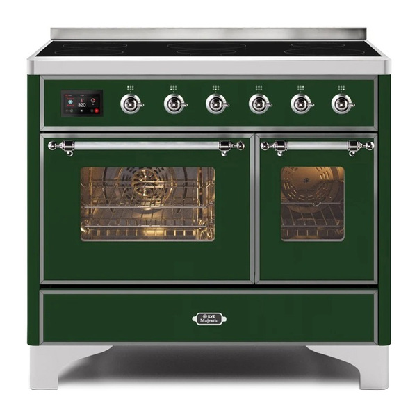 ILVE UMDI10NS3EGC Majestic II 40 inch Induction Range with 6 Elements, Booster Function, Bridge Control, Residual Heat Indicator (Triple Glass Door, Emerald Green, Chrome)