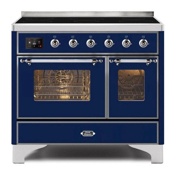 ILVE UMDI10NS3MBC Majestic II 40 inch Induction Range with 6 Elements, Booster Function, Bridge Control, Residual Heat Indicator (Triple Glass Door, Midnight Blue, Chrome)