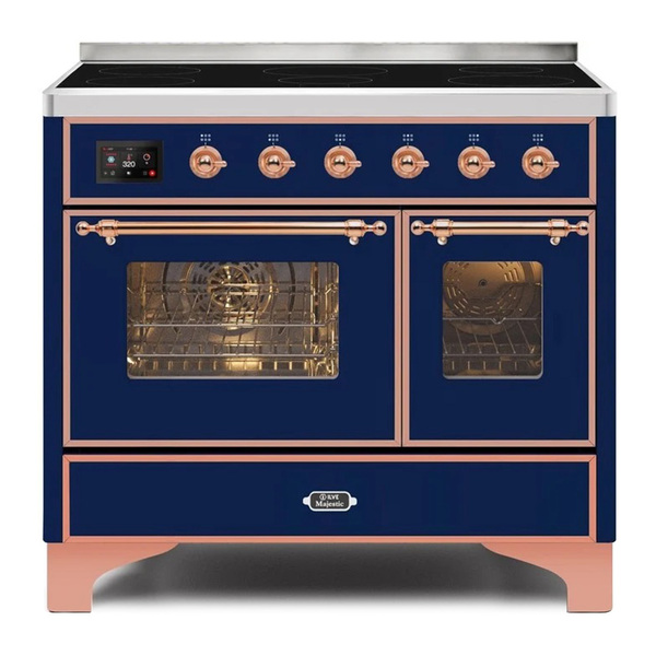 ILVE UMDI10NS3MBP Majestic II 40 inch Induction Range with 6 Elements, Booster Function, Bridge Control, Residual Heat Indicator (Triple Glass Door, Midnight Blue, Copper)