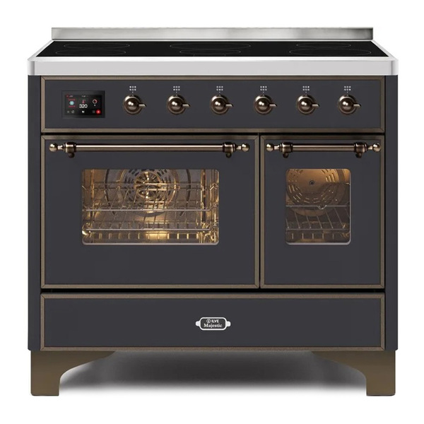 ILVE UMDI10NS3MGB Majestic II 40 inch Induction Range with 6 Elements, Booster Function, Bridge Control, Residual Heat Indicator (Triple Glass Door, Graphite Matte, Burnished)