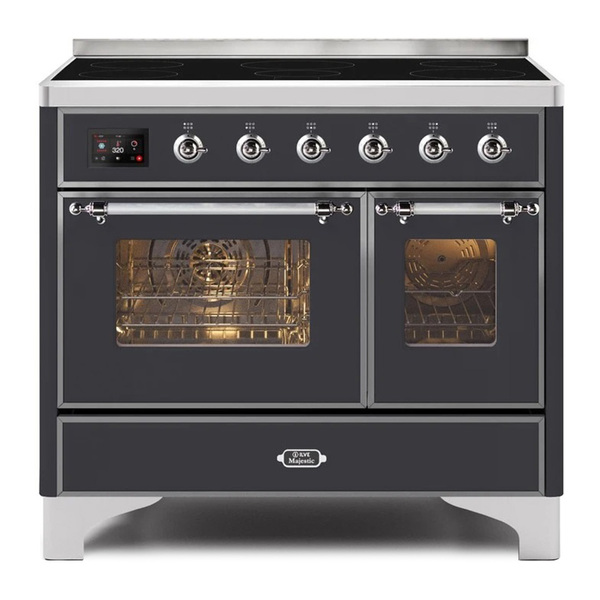 ILVE UMDI10NS3MGC Majestic II 40 inch Induction Range with 6 Elements, Booster Function, Bridge Control, Residual Heat Indicator (Triple Glass Door, Graphite Matte, Chrome)