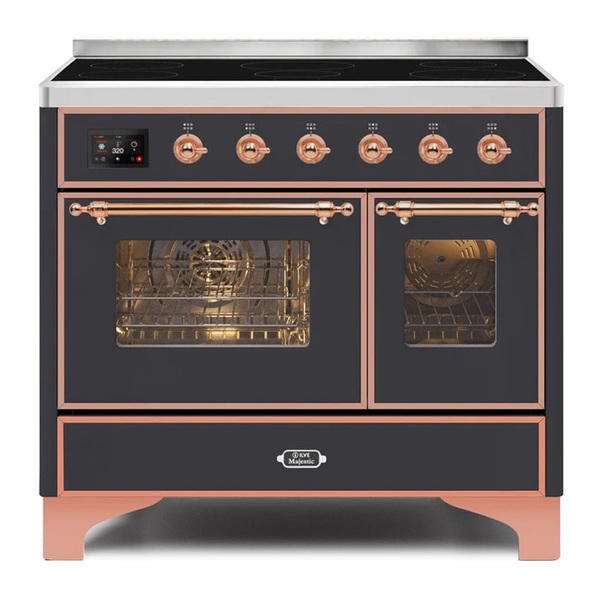 ILVE UMDI10NS3MGP Majestic II 40 inch Induction Range with 6 Elements, Booster Function, Bridge Control, Residual Heat Indicator (Triple Glass Door, Graphite Matte, Copper)