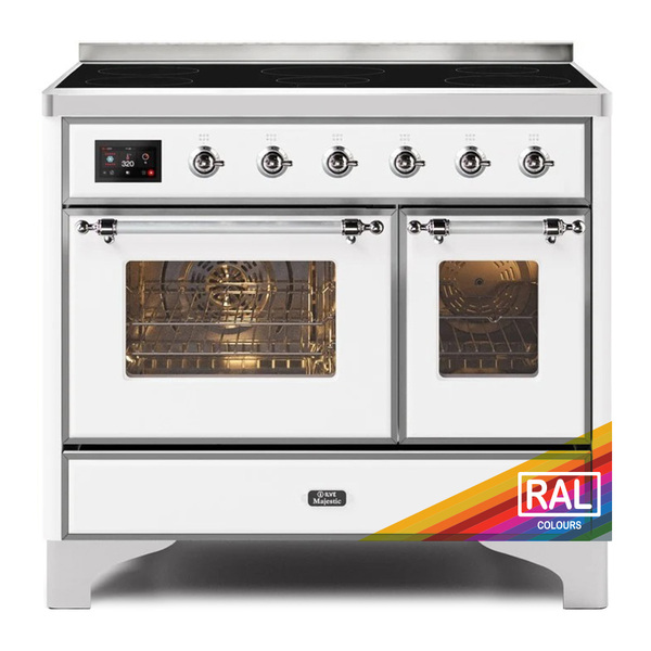 ILVE UMDI10NS3RAC Majestic II 40 inch Induction Range with 6 Elements, Booster Function, Bridge Control, Residual Heat Indicator (Triple Glass Door, RAL, Chrome)