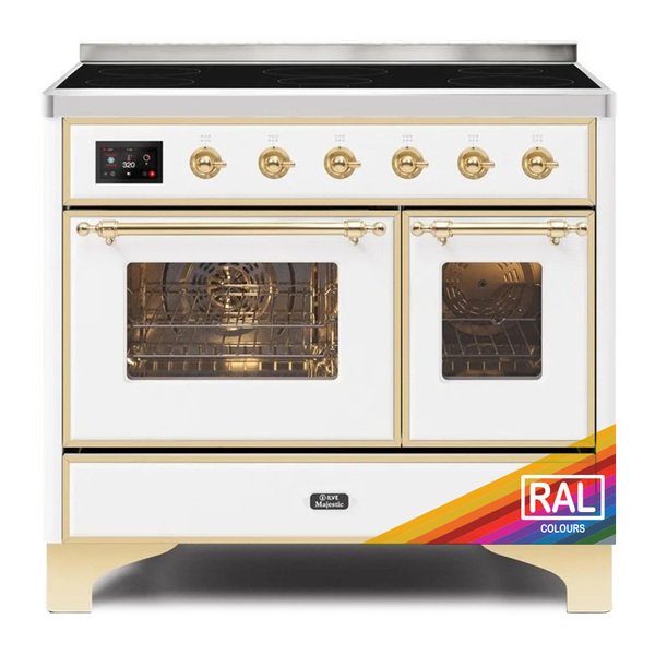 ILVE UMDI10NS3RAG Majestic II 40 inch Induction Range with 6 Elements, Booster Function, Bridge Control, Residual Heat Indicator (Triple Glass Door, RAL, Brass)