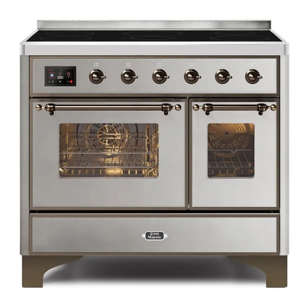 ILVE UMDI10NS3SSB Majestic II 40 inch Induction Range with 6 Elements, Booster Function, Bridge Control, Residual Heat Indicator (Triple Glass Door, Stainless Steel, Burnished)