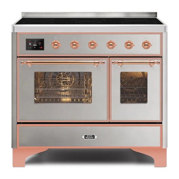 ILVE UMDI10NS3SSP Majestic II 40 inch Induction Range with 6 Elements, Booster Function, Bridge Control, Residual Heat Indicator (Triple Glass Door, Stainless Steel, Copper)