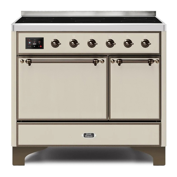 ILVE UMDI10QNS3AWB Majestic II 40 inch Induction Range with 6 Elements, Booster Function, Bridge Control, Residual Heat Indicator (Solid Door, Antique White, Burnished)