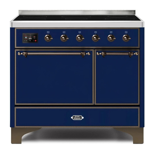 ILVE UMDI10QNS3MBB Majestic II 40 inch Induction Range with 6 Elements, Booster Function, Bridge Control, Residual Heat Indicator (Solid Door, Midnight Blue, Burnished)