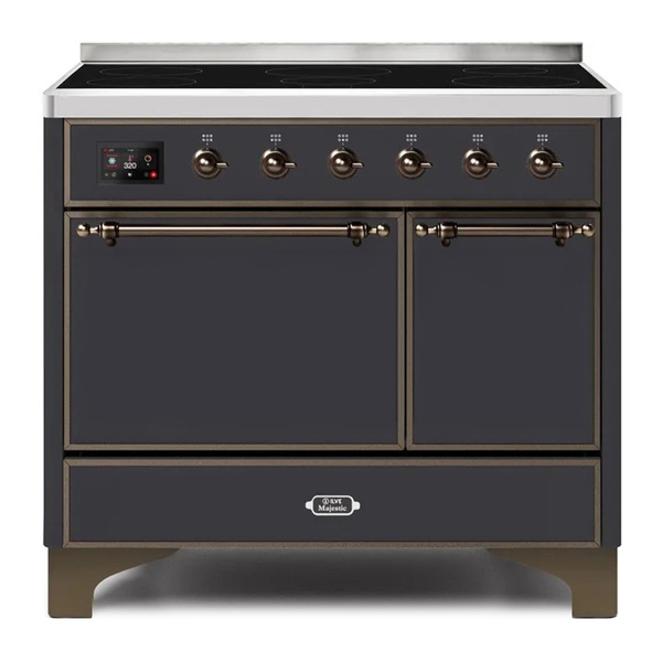ILVE UMDI10QNS3MGB Majestic II 40 inch Induction Range with 6 Elements, Booster Function, Bridge Control, Residual Heat Indicator (Solid Door, Graphite Matte, Burnished)