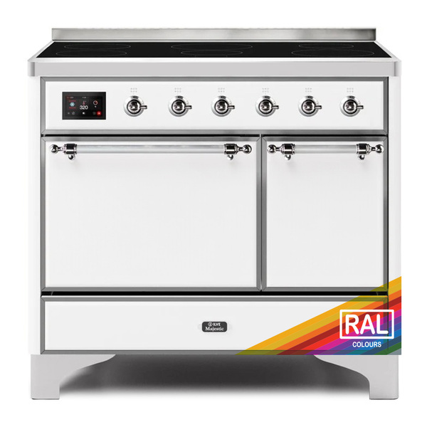 ILVE UMDI10QNS3RAC Majestic II 40 inch Induction Range with 6 Elements, Booster Function, Bridge Control, Residual Heat Indicator (Solid Door, RAL, Chrome)