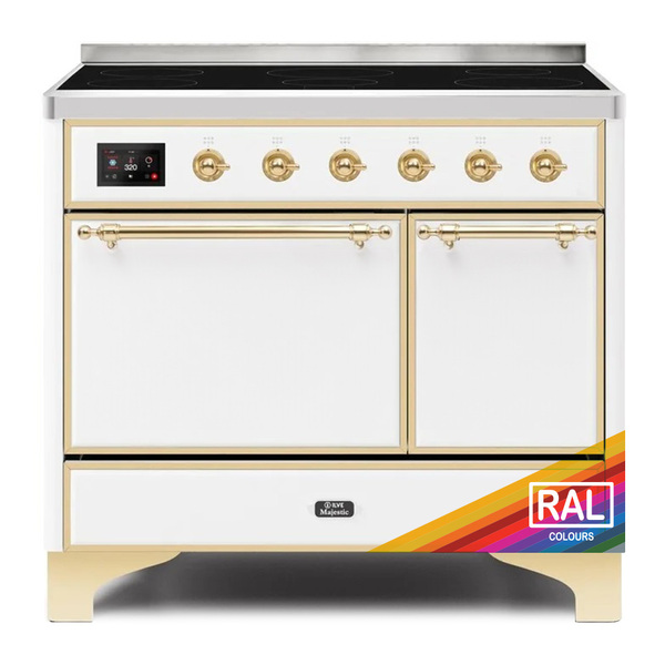 ILVE UMDI10QNS3RAG Majestic II 40 inch Induction Range with 6 Elements, Booster Function, Bridge Control, Residual Heat Indicator (Solid Door, RAL, Brass)