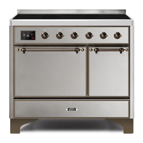 ILVE UMDI10QNS3SSB Majestic II 40 inch Induction Range with 6 Elements, Booster Function, Bridge Control, Residual Heat Indicator (Solid Door, Stainless Steel, Burnished)