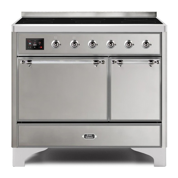 ILVE UMDI10QNS3SSC Majestic II 40 inch Induction Range with 6 Elements, Booster Function, Bridge Control, Residual Heat Indicator (Solid Door, Stainless Steel, Chrome)