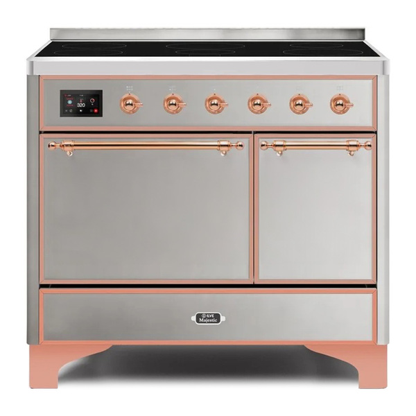 ILVE UMDI10QNS3SSP Majestic II 40 inch Induction Range with 6 Elements, Booster Function, Bridge Control, Residual Heat Indicator (Solid Door, Stainless Steel, Copper)