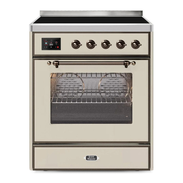 ILVE UMI30NE3AWB Majestic II 30 inch Induction Range (Triple Glass Door, Antique White, Burnished)