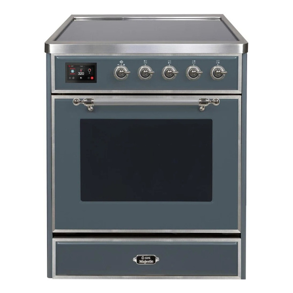 ILVE UMI30NE3BGC Majestic II 30 inch Induction Range (Triple Glass Door, Blue Grey, Chrome)