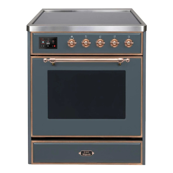 ILVE UMI30NE3BGP Majestic II 30 inch Induction Range (Triple Glass Door, Blue Grey, Copper)