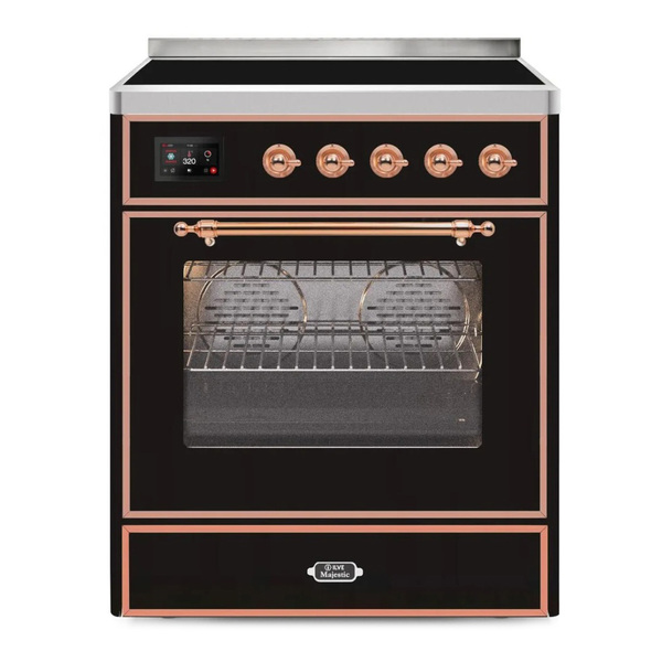 ILVE UMI30NE3BKP Majestic II 30 inch Induction Range (Triple Glass Door, Glossy Black, Copper)