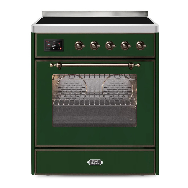 ILVE UMI30NE3EGB Majestic II 30 inch Induction Range (Triple Glass Door, Emerald Green, Burnished)