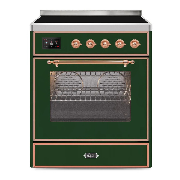 ILVE UMI30NE3EGP Majestic II 30 inch Induction Range (Triple Glass Door, Emerald Green, Copper)