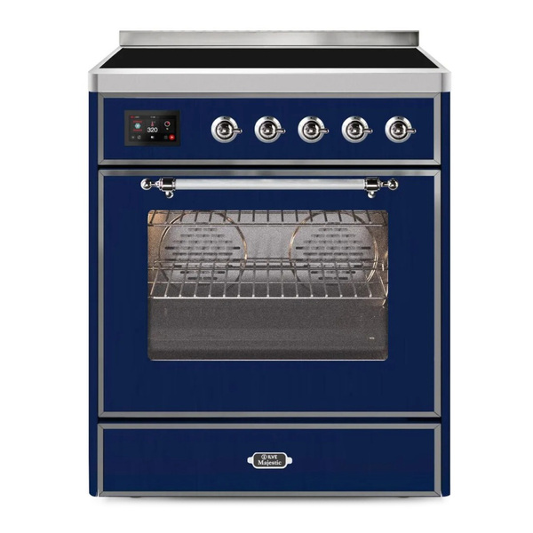 ILVE UMI30NE3MBC Majestic II 30 inch Induction Range (Triple Glass Door, Midnight Blue, Chrome)
