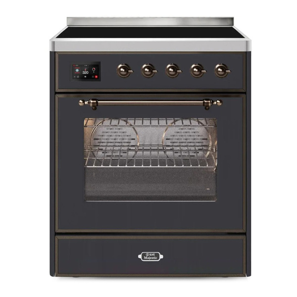 ILVE UMI30NE3MGB Majestic II 30 inch Induction Range (Triple Glass Door, Graphite Matte, Burnished)
