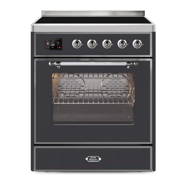 ILVE UMI30NE3MGC Majestic II 30 inch Induction Range (Triple Glass Door, Graphite Matte, Chrome)