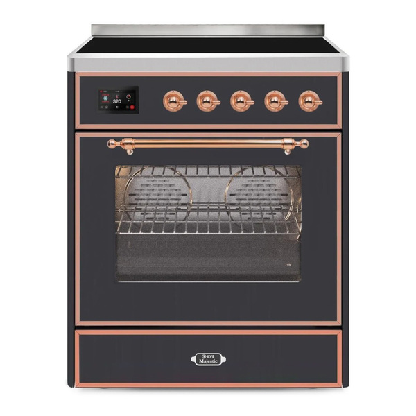 ILVE UMI30NE3MGP Majestic II 30 inch Induction Range (Triple Glass Door, Graphite Matte, Copper)