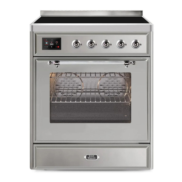 ILVE UMI30NE3SSC Majestic II 30 inch Induction Range (Triple Glass Door, Stainless Steel, Chrome)